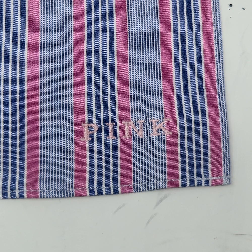 Thomas Pink London Woven Cotton Pocket Square Handkerchief Blue Pink Stripes - Picture 2 of 10